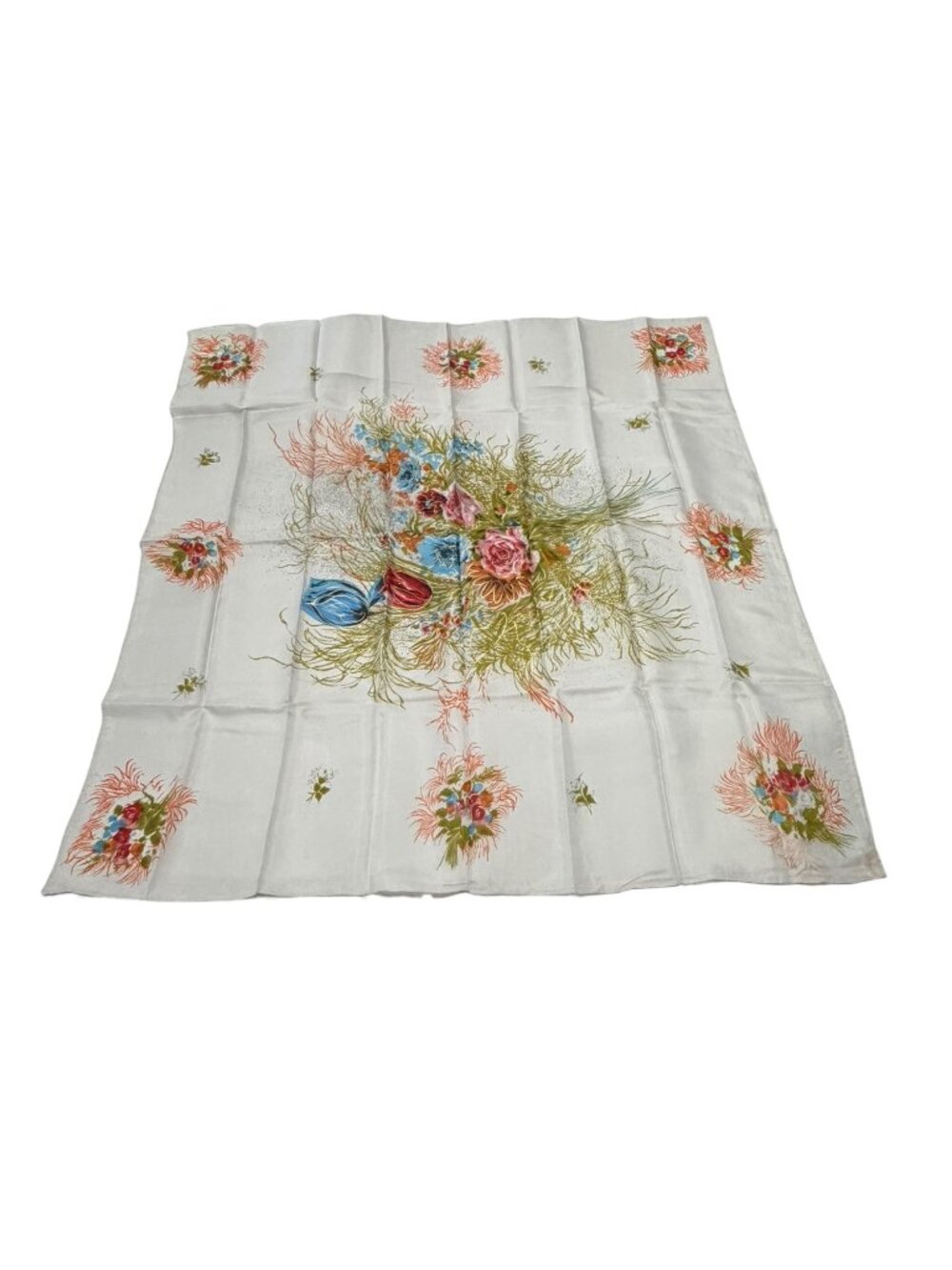 Vintage Hadson Floral Silk Blend Scarf Japan Water Repellent Mid Century